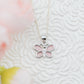 Girls Sterling Silver Pink Butterfly Necklace with CZs