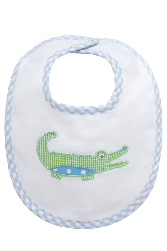 3 Marthas Alligator Applique Basic Bib, Blue