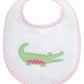 3 Marthas Alligator Applique Basic Bib, Pink