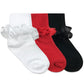 Jefferies Socks Frilly Ruffle Lace Turn Cuff Socks 1 Pair--White