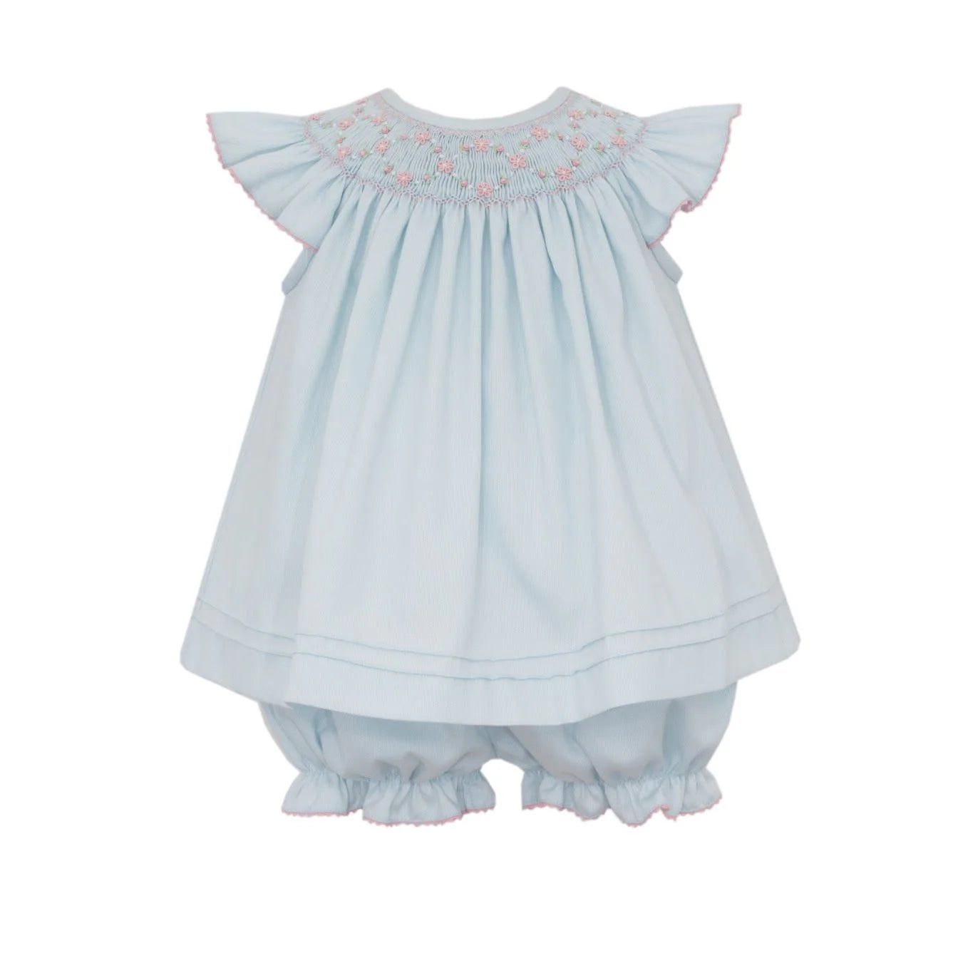 Anavini Catherine Lt Blue French Pique Angel Wing Bishop Bloomer Set