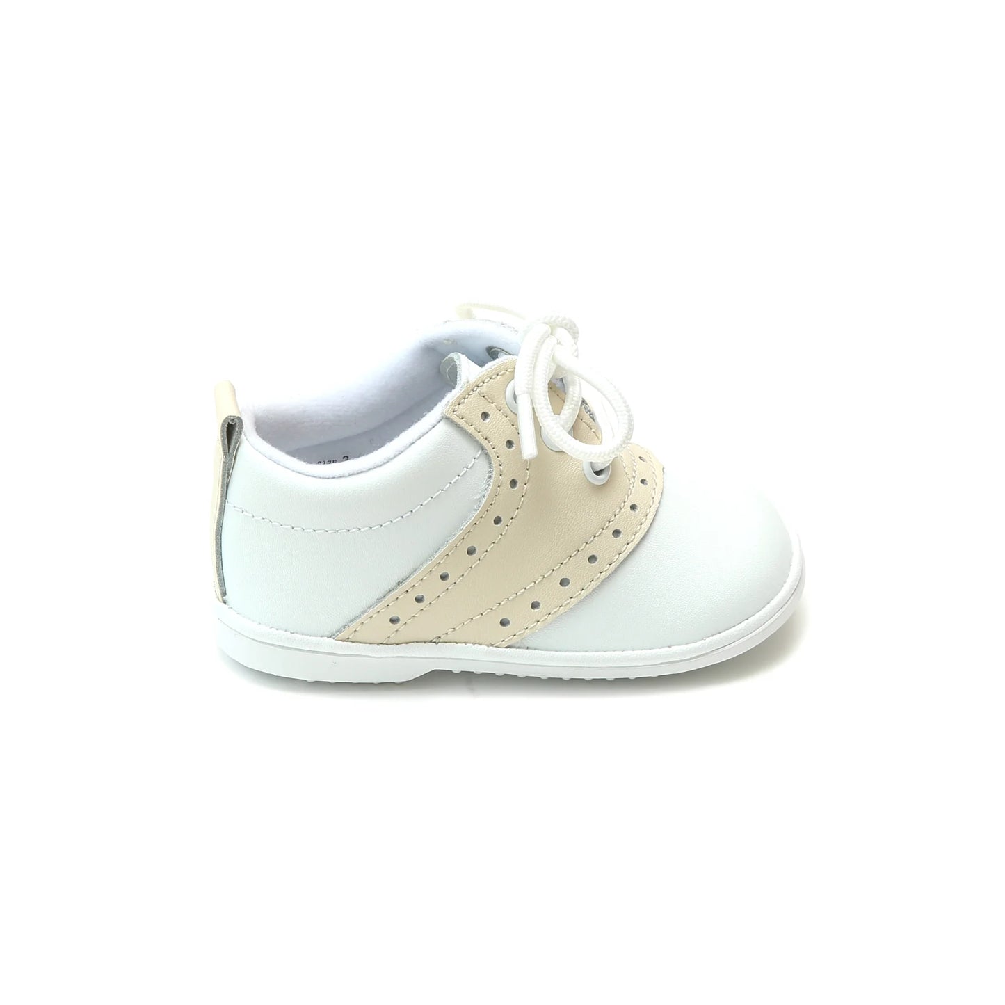 L'Amour Shoes Austin Beige Leather Saddle Oxford Shoe (Baby)