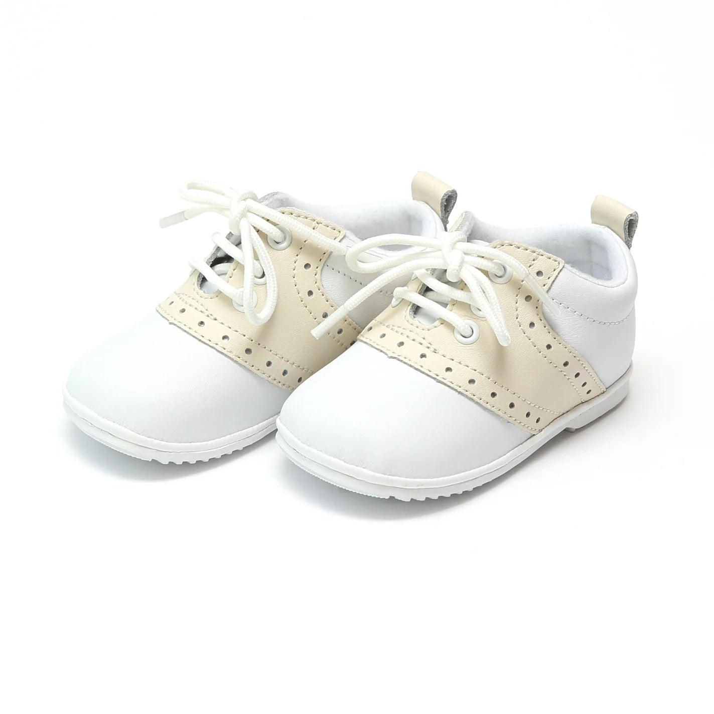 L'Amour Shoes Austin Beige Leather Saddle Oxford Shoe (Baby)