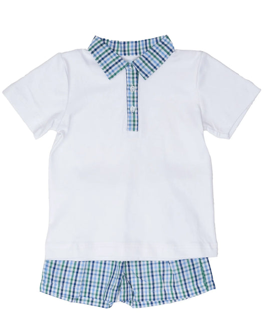The Oaks Easton Green and Blue Check Shorts Set