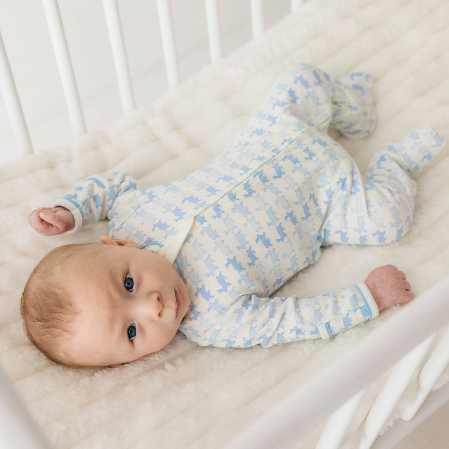 Magnolia Baby Bunny Hop Zip Footie - Sky