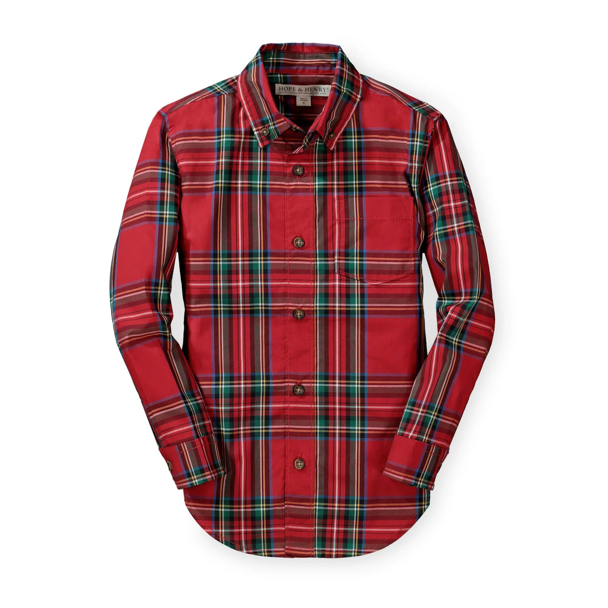 Hope and Henry Red Holiday Tartan Shirt