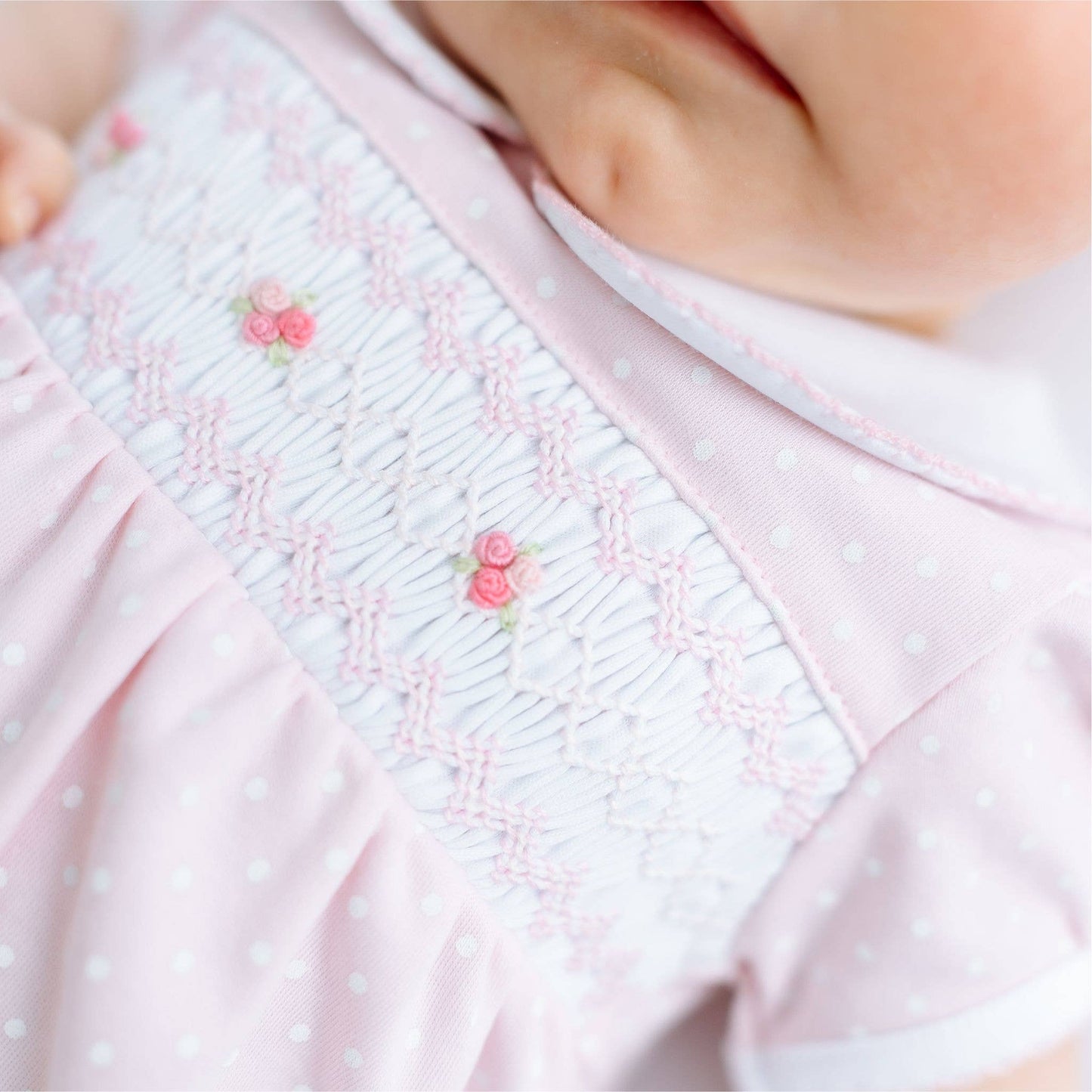 Magnolia Baby Mia's Classics Smocked Short Sleeve Bubble - Pink