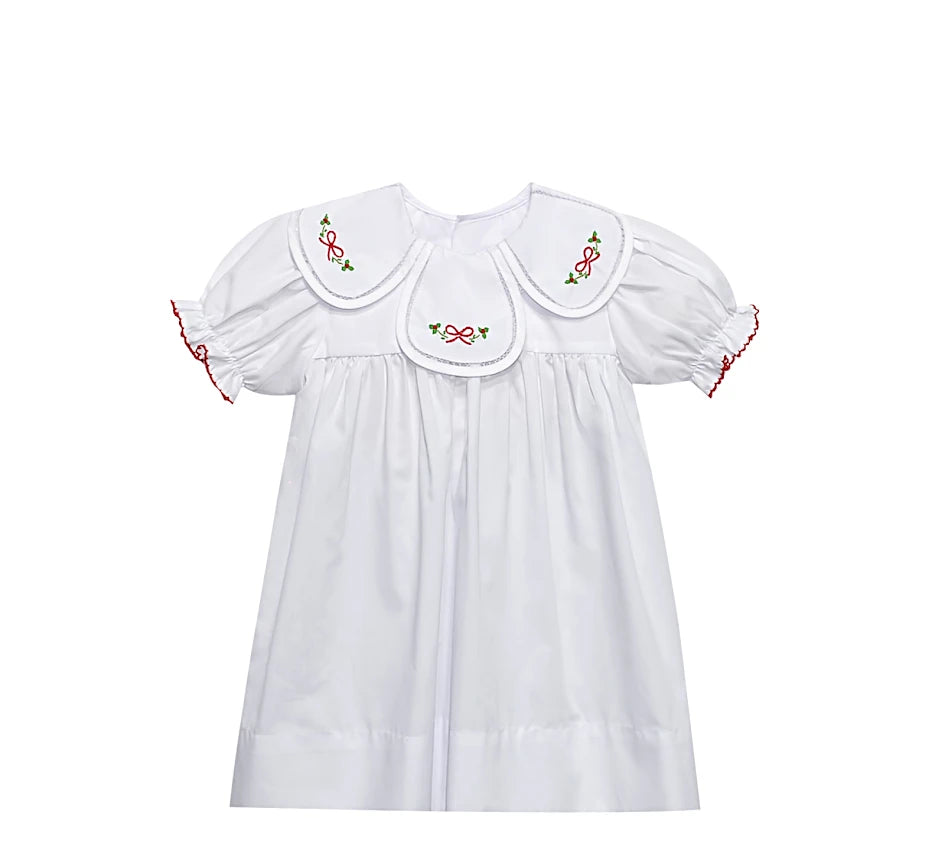 Remember Nguyen White Anna Mae Dress--Red Christmas Bow