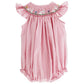 Bailey Boys Smocked Bunnies Bishop Romper Pink Gingham