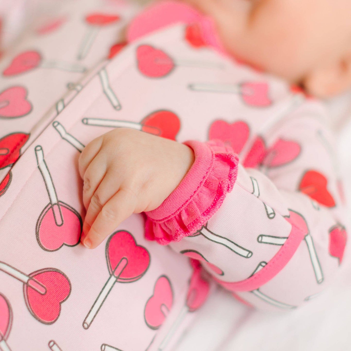 Magnolia Baby Sweetheart Pops Ruffle Zip Footie