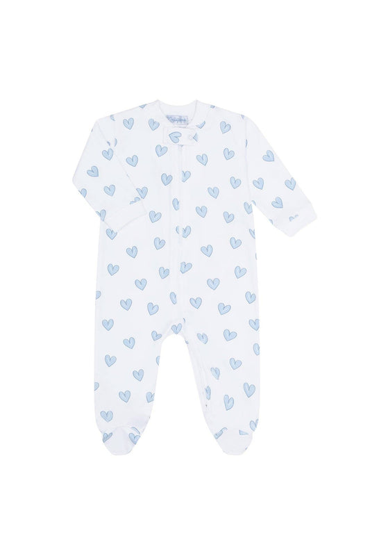 Nellapima Blue Heart Print Zipper Footie