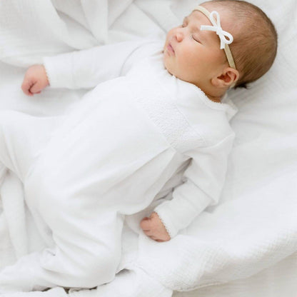 Magnolia Baby Solid Essentials White Smocked Footie