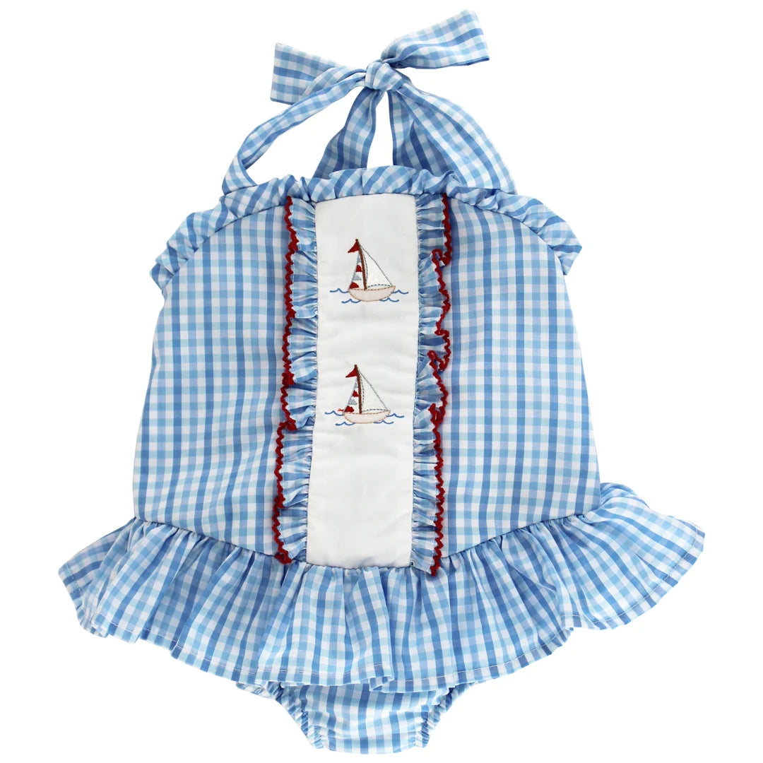 Bailey Boys Flagship, Girls 1 Piece Swimsuit with Ruffle