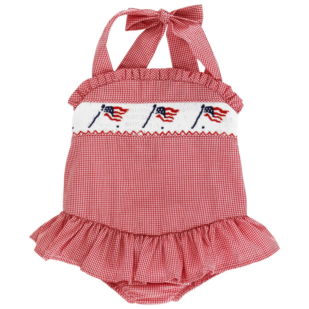 Bailey Boys Old Glory Girls 1 Piece Swim with Ruffle