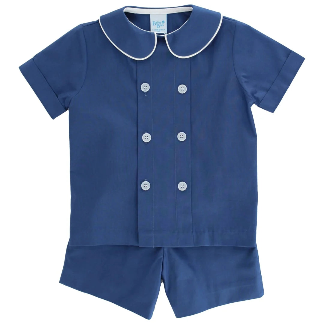 Bailey Boys Posh Posies with Cornflower--Boys Dressy Short Set