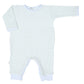 Paty Long Sleeve Romper, Pima Trim, Mint/Blue