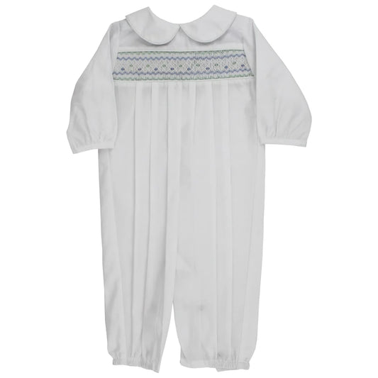 Bailey Boys White with Blue Green Geometric Dressy Bubble Long
