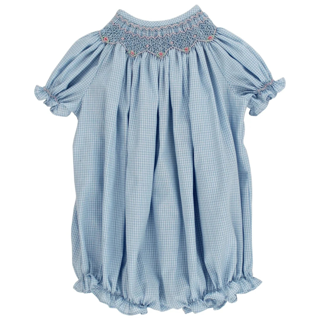 Bailey Boys Check Geometrics Bishop Romper, Blue
