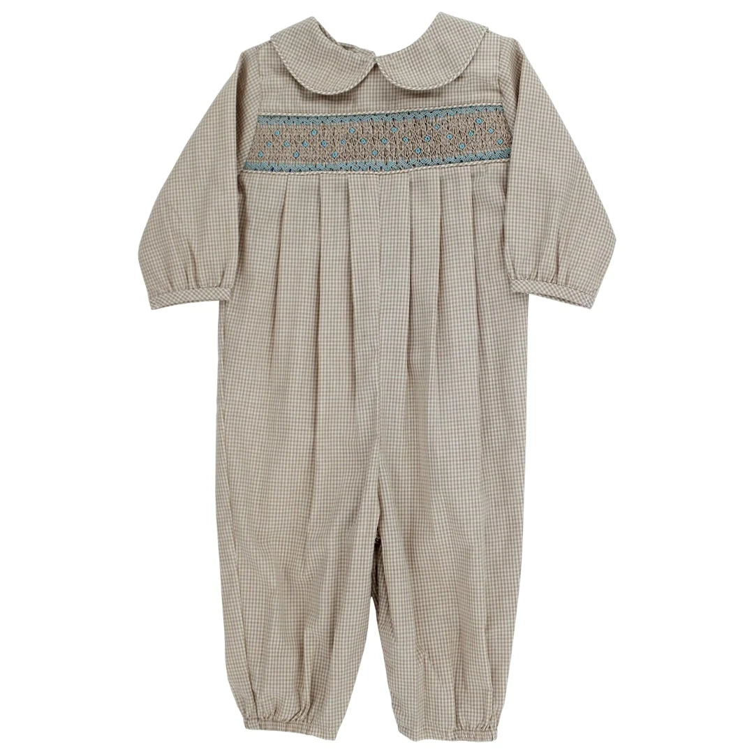 Bailey Boys Khaki Microcheck with Blue Geometric Dressy Bubble, Long