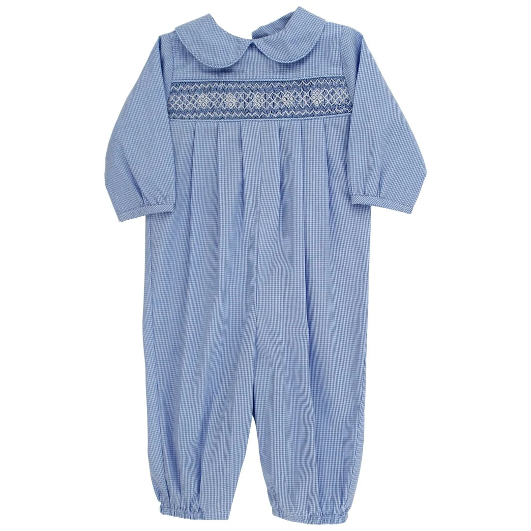 Bailey Boys Medium Blue Microcheck with Blue Geometric Dressy Bubble, Long