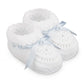 JS Style 2681 White Booties with Blue Ribbon
