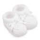 Jefferies Socks Hand Crochet Ribbon Bootie 1 Pair White with White Ribbon Style 2681
