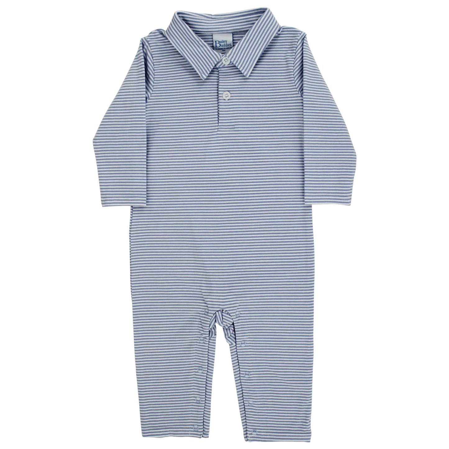 Bailey Boys Buddies Blue Stripe Knit Playsuit