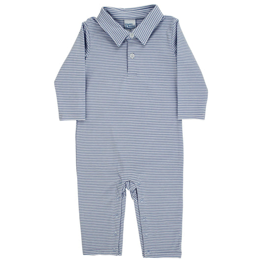 Bailey Boys Buddies Blue Stripe Knit Playsuit