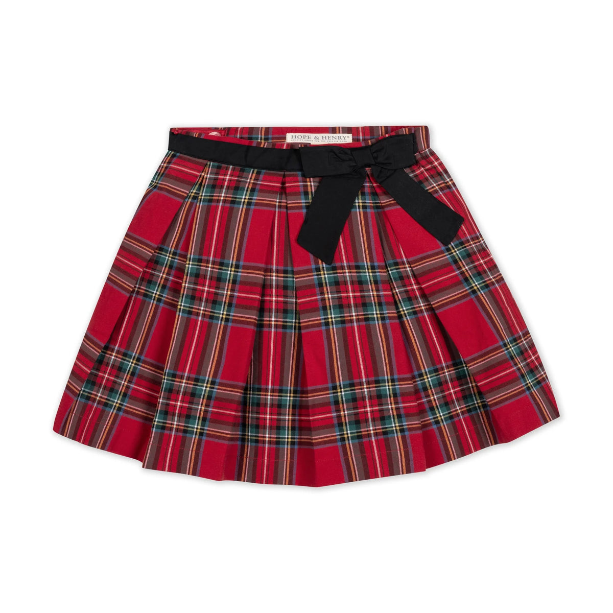 Hope and Henry Pleated Holiday Party Skirt with Bow