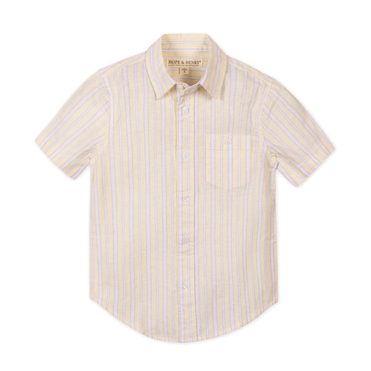 Hope and Henry Linen Short Sleeve Shirt--Sunlit Stripe