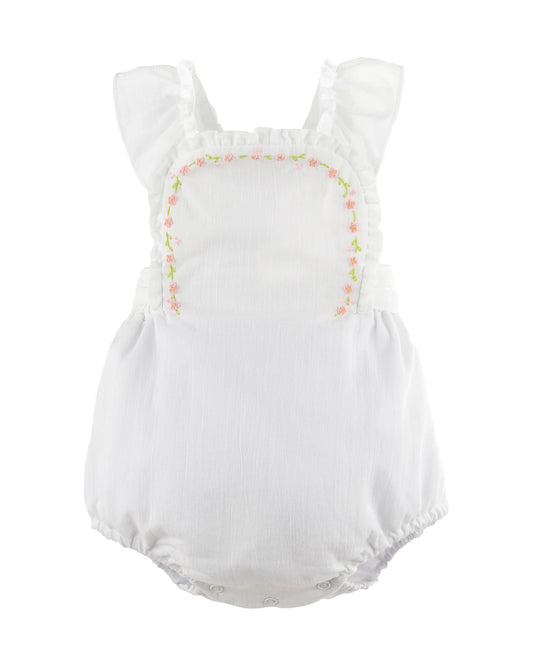 Sophie and Lucas Daisy Chain Sunsuit, White