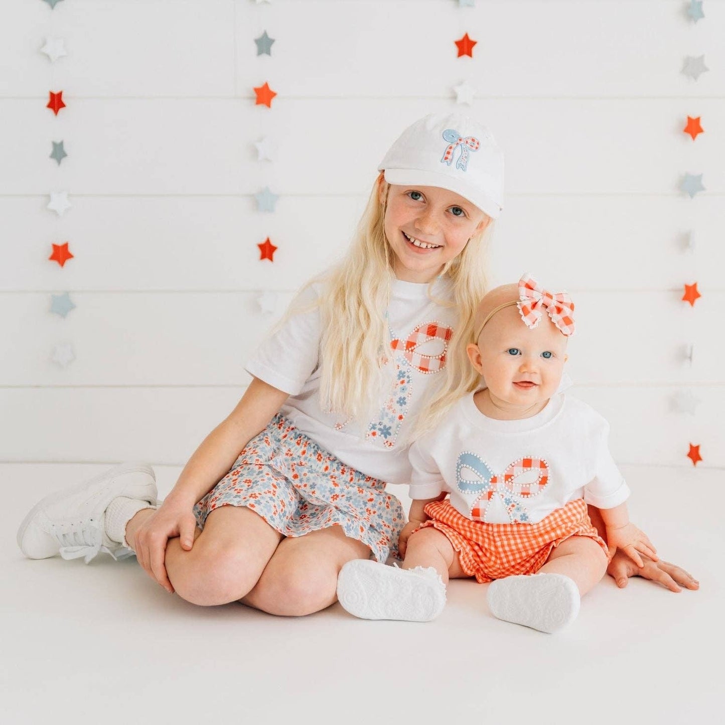 Sweet Wink Patchwork Bow Patch Patch Baseball Hat - Fourth of July