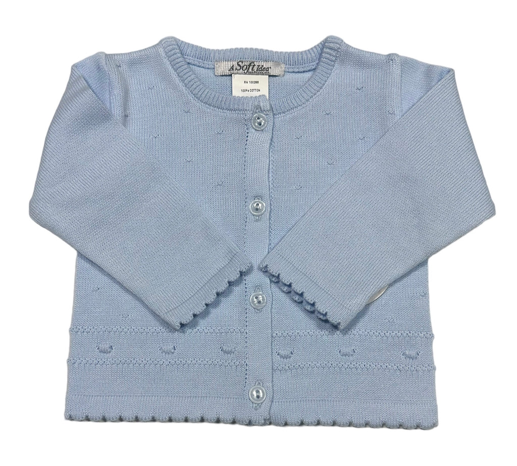 A Soft Idea Round Neck Baby Cardigan--Light Blue