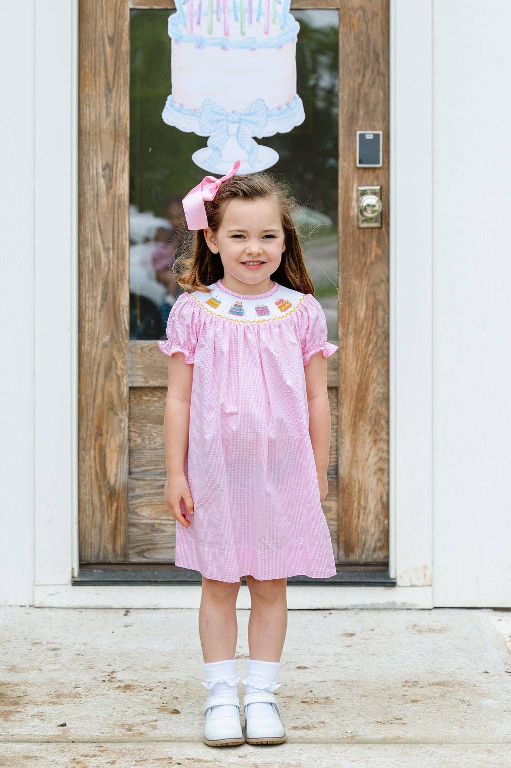 Ruth and Ralph Pink Birthday Cakes Smocked Helen Dress