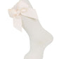 Carlomagno Knee Socks with Gross Grain Side Bow--Natural