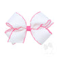Wee Ones Small Moonstitch Basic Bow White w/Hot Pink