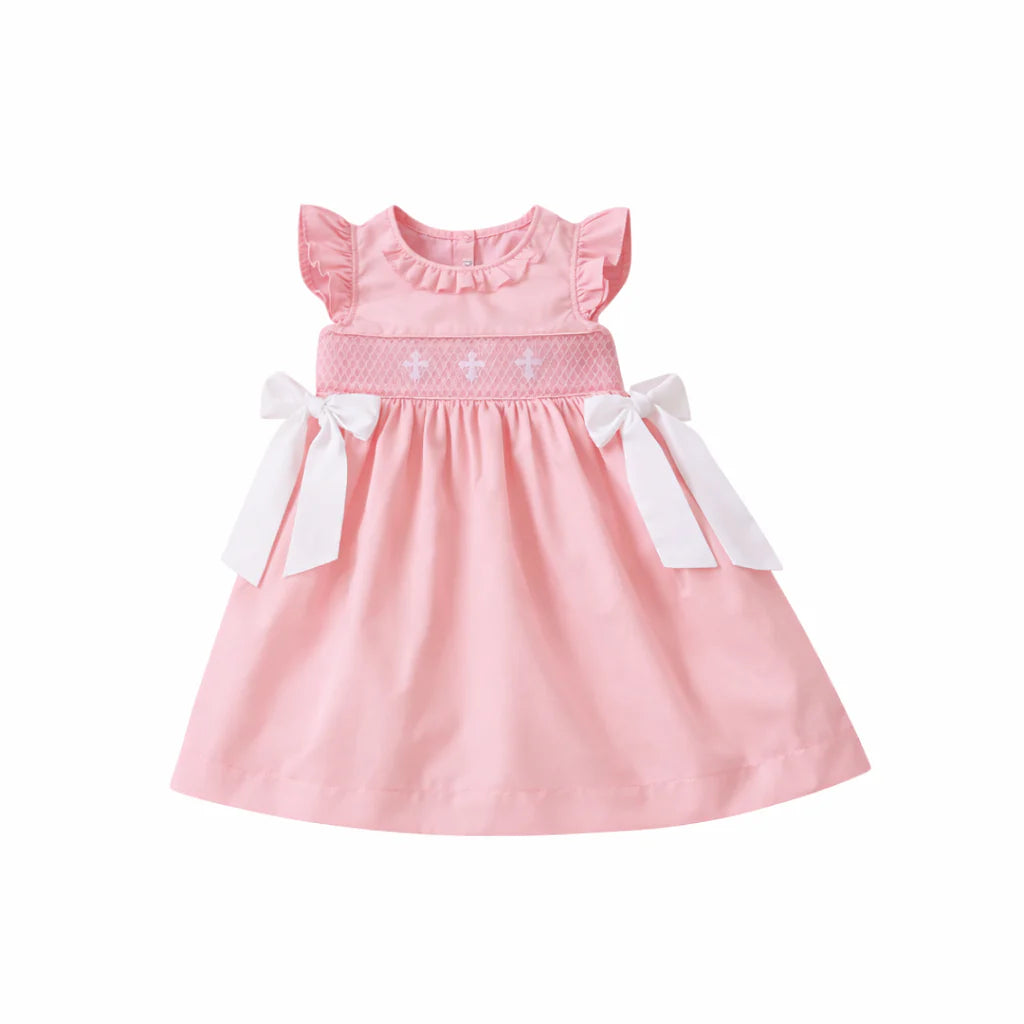 City Beautiful Smocked Cross Girls Bishop Dress
