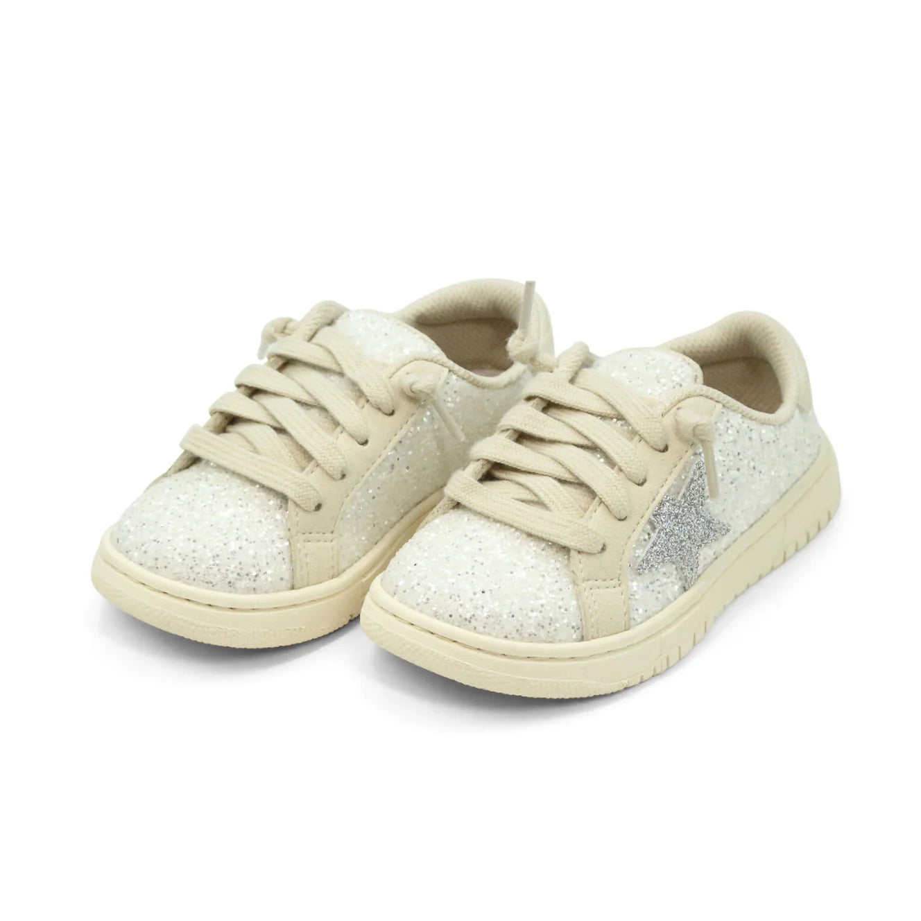 L'Amour Kinley Glitter Star Sneaker--Glitter White
