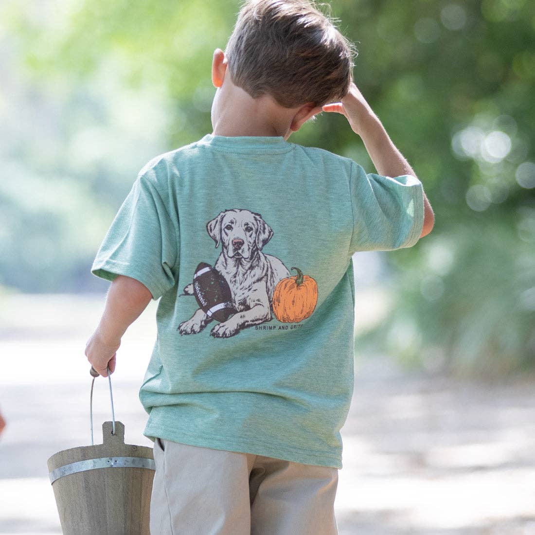 Shrimp and Grits Kids Fall Dog Graphic Tee