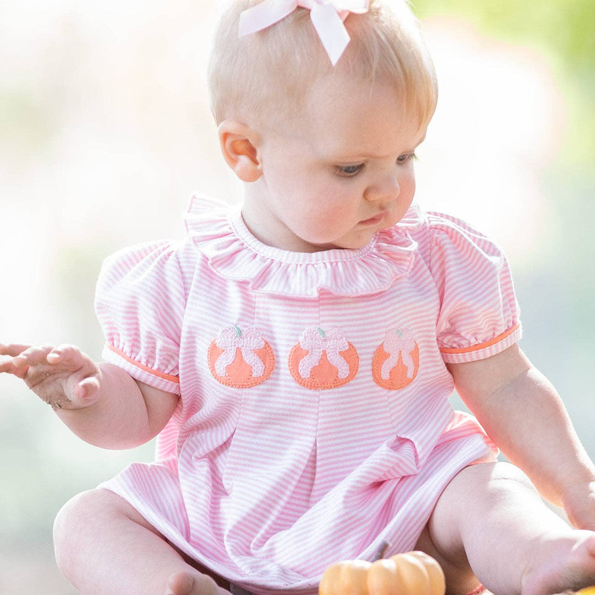 Shrimp and Grits Kids Pumpkin Bow Bubble