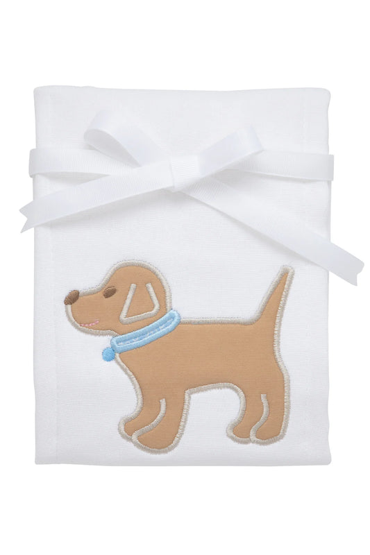 3 Marthas Puppy Applique Burp, Blue