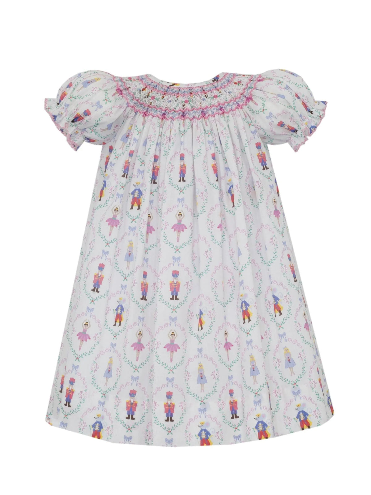Claire and Charlie Nutcracker Print Short Sleeve Bishop