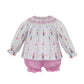Claire and Charlie Nutcracker Print Long Sleeve Bishop Bloomer Set