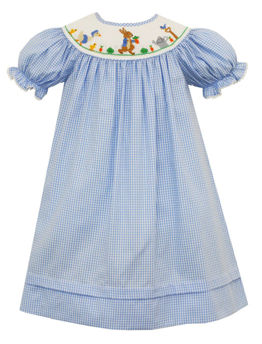 Anavini Smocked Peter Rabbit Blue Gingham Dress