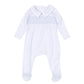 Magnolia Baby George Smocked Footie--White/Light Blue