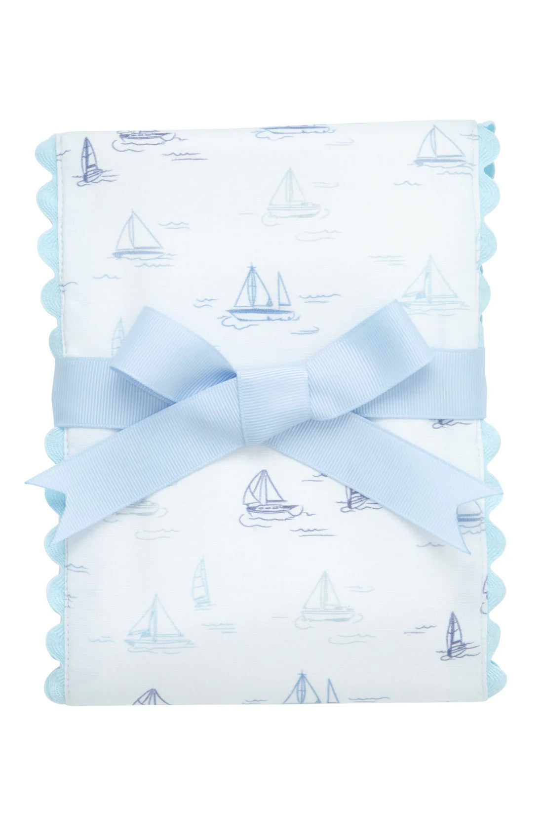 3 Marthas Sailboat Fancy Fabric Burp, Blue