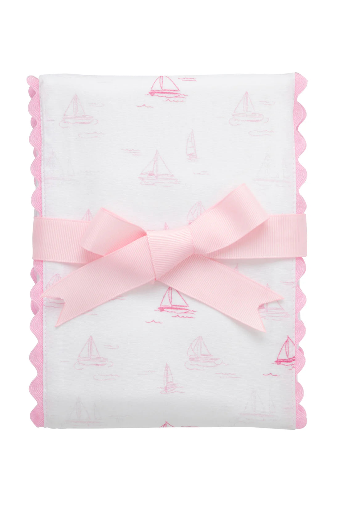 3 Marthas Sailboat Fancy Fabric Burp, Pink
