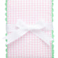 3 Marthas Big Check Fancy Burp, Pink w/Green Trim