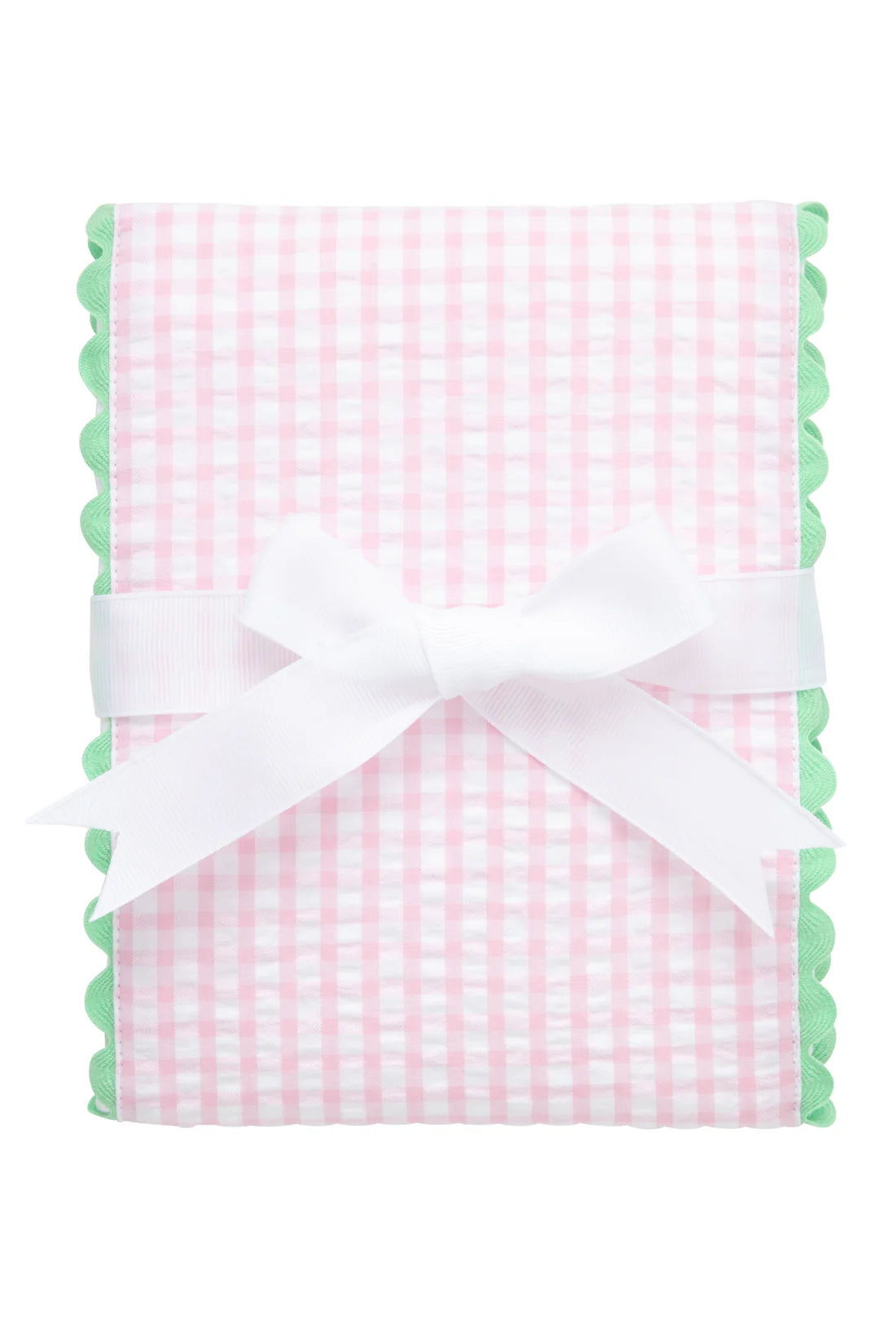 3 Marthas Big Check Fancy Burp, Pink w/Green Trim