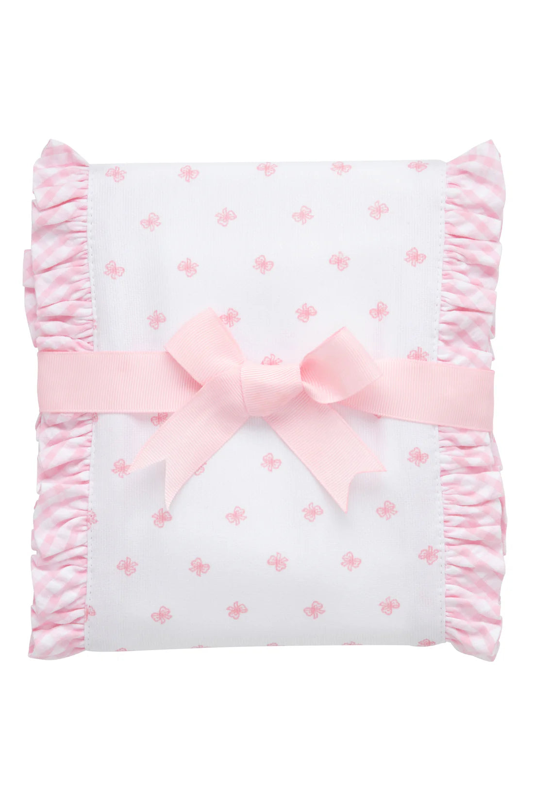 3 Marthas Pink Bow Fancy Fabric Burp